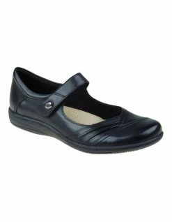 Planet Shoes Jamie Black Leather Strapped Flats -Deals Shoes Store 312131890 2 720x928