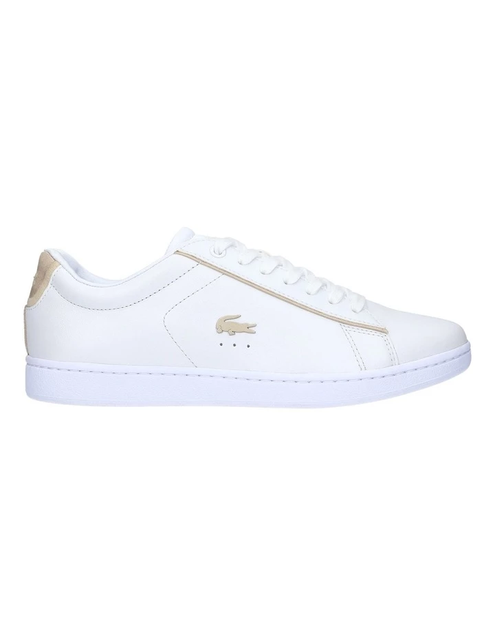 Lacoste Carnaby Evo White/ Gold Leather Lace-Up Sneaker 1 Lacoste Carnaby Evo White/ Gold Leather Lace-Up Sneaker