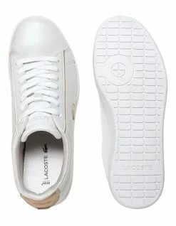 Lacoste Carnaby Evo White/ Gold Leather Lace-Up Sneaker 9 Lacoste Carnaby Evo White/ Gold Leather Lace-Up Sneaker -Deals Shoes Store 591844600 4 1 720x928