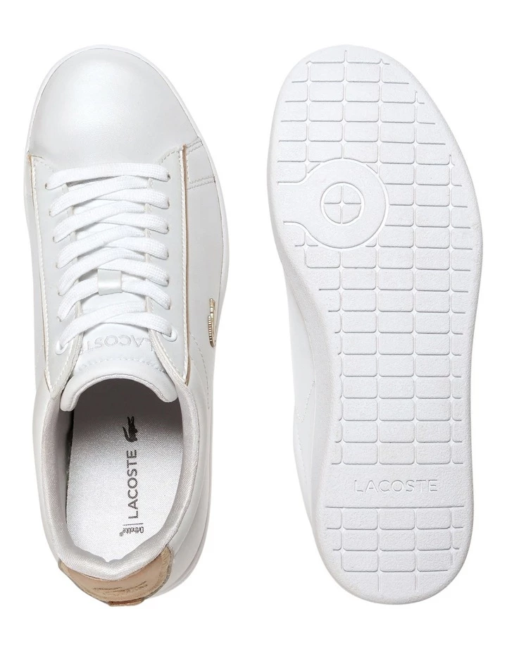 Lacoste Carnaby Evo White/ Gold Leather Lace-Up Sneaker 4 Lacoste Carnaby Evo White/ Gold Leather Lace-Up Sneaker - Image 4