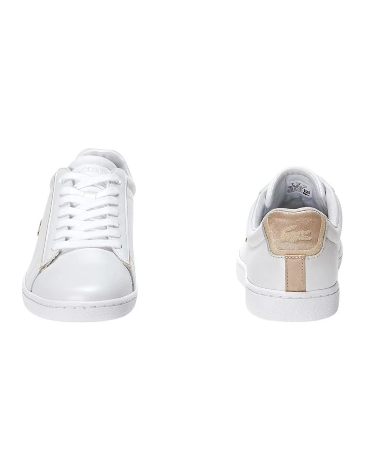 Lacoste Carnaby Evo White/ Gold Leather Lace-Up Sneaker 5 Lacoste Carnaby Evo White/ Gold Leather Lace-Up Sneaker - Image 5