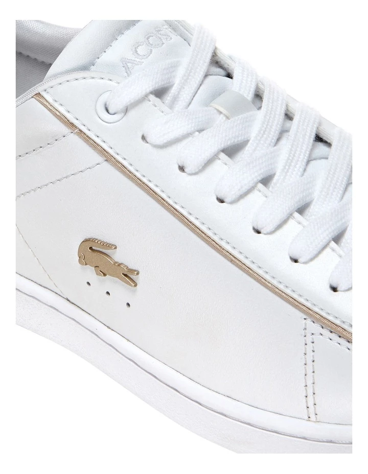 Lacoste Carnaby Evo White/ Gold Leather Lace-Up Sneaker 6 Lacoste Carnaby Evo White/ Gold Leather Lace-Up Sneaker - Image 6