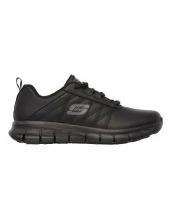 Skechers Work Relaxed Fit Sure Track Erath Black Leather Shoes