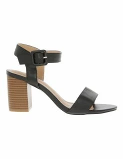 Miss Shop Beckham Black Block Heel Sandal