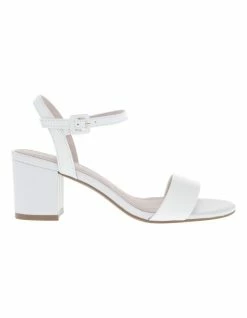 Basque Roma White Leather Block Heel Sandal