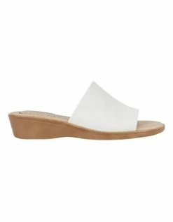 Hush Puppies Coco White Leather Low Heeled Sandal