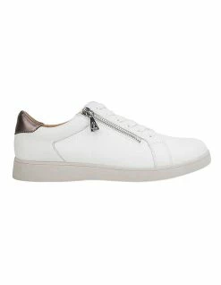 Hush Puppies Mimosa White Zip Up Sneaker