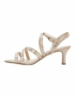NINA Genaya Taupe Reflective Suede Sandal -Deals Shoes Store 641064610 6 720x928