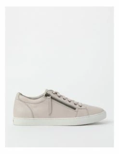 Zazou Zia Beige Leather Zip Up Sneaker