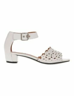 Zazou Andy White Leather Low Heeled Sandal