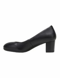 Hush Puppies The Block Heel Black Leather Heeled Shoes -Deals Shoes Store 729068230 3 720x928