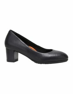 Hush Puppies The Block Heel Black Leather Heeled Shoes -Deals Shoes Store 729068230 5 720x928