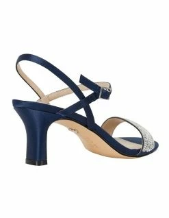 NINA Noela Navy Luster Satin Sandal -Deals Shoes Store 735445270 4 720x928