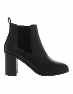 Miss Shop Caroline Black Heeled Ankle Boot
