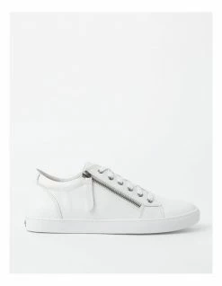 Zazou Zia White Leather Zip Up Sneaker