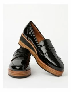 Zazou Boston Black Leather Wedged Loafer -Deals Shoes Store 751457080 4 720x928