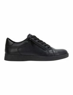 Hush Puppies Mimosa Black Leather Zip Up Sneaker