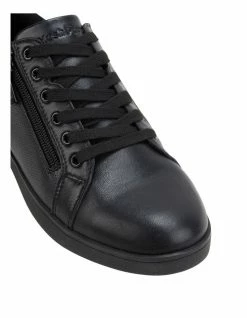 Hush Puppies Mimosa Black Leather Zip Up Sneaker -Deals Shoes Store 756278920 4 720x928