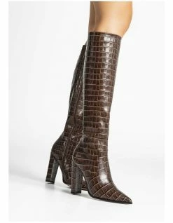 Tony Bianco Lucille Choc Croc Calf Boot -Deals Shoes Store 771498010 3 1 720x928