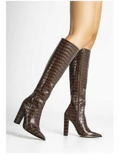 Tony Bianco Lucille Choc Croc Calf Boot -Deals Shoes Store 771498010 4 1 720x928