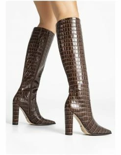 Tony Bianco Lucille Choc Croc Calf Boot -Deals Shoes Store 771498010 5 720x928