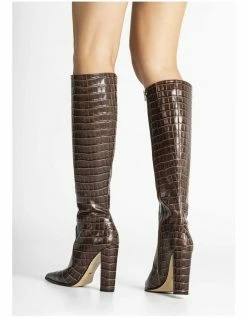 Tony Bianco Lucille Choc Croc Calf Boot -Deals Shoes Store 771498010 6 720x928
