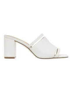 Piper Zoya White Leather Block Heel Sandal