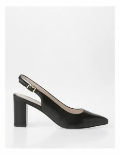 Basque Etta Black Smooth Heeled Shoes