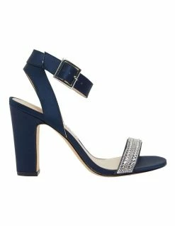NINA Sharon Navy Satin Sandals