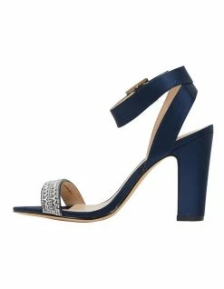 NINA Sharon Navy Satin Sandals -Deals Shoes Store 803721520 3 720x928