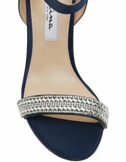 NINA Sharon Navy Satin Sandals -Deals Shoes Store 803721520 4 720x928