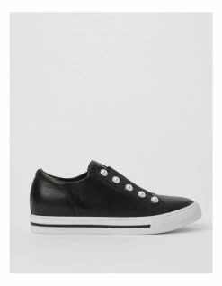 Zazou Kiss Black Leather Slip-on Sneaker