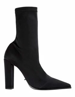 Tony Bianco Lila Black Lycra Ankle Boots