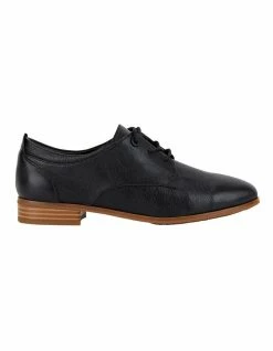 Hush Puppies Luciana Black Leather Lace-Up Oxford Shoes
