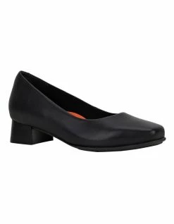 Hush Puppies The Low Square Black Leather Heeled Shoes -Deals Shoes Store 824759920 3 720x928