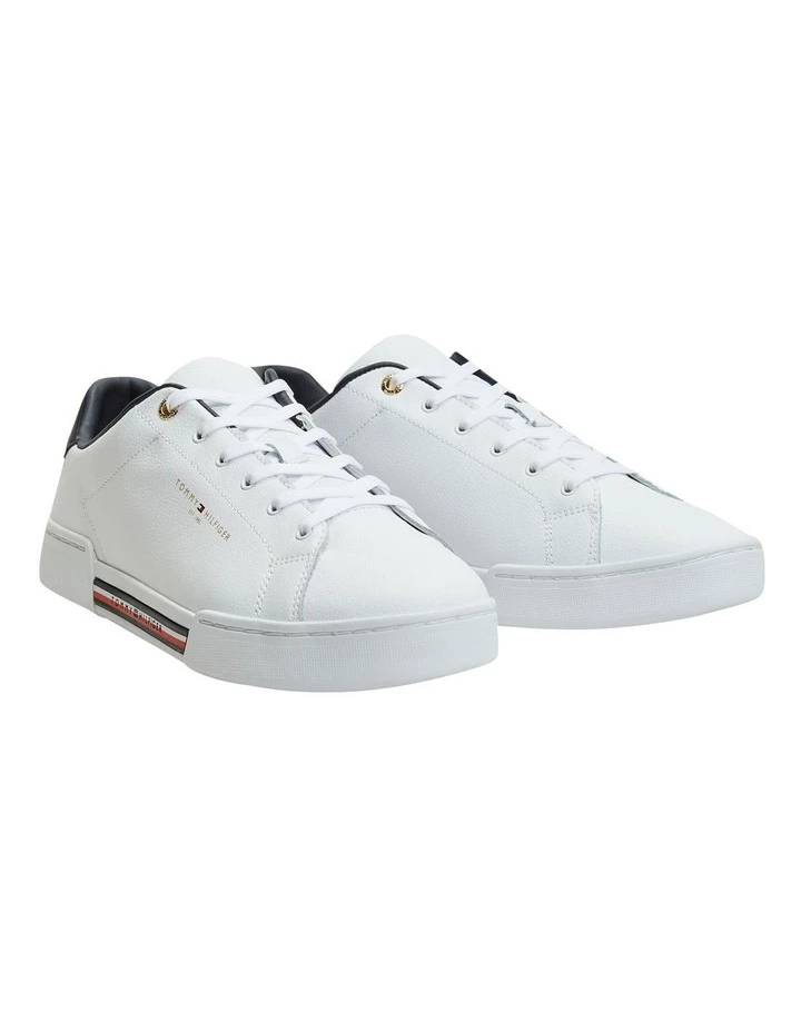 Tommy Hilfiger Stripe Insert White Leather Lace-Up Sneaker 1 Tommy Hilfiger Stripe Insert White Leather Lace-Up Sneaker