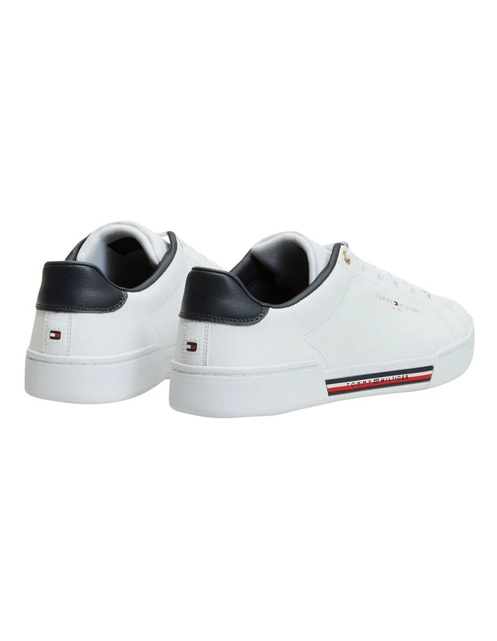 Tommy Hilfiger Stripe Insert White Leather Lace-Up Sneaker 4 Tommy Hilfiger Stripe Insert White Leather Lace-Up Sneaker - Image 4