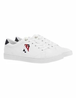 Tommy Hilfiger Monogram Casual White Leather Lace-Up Sneaker