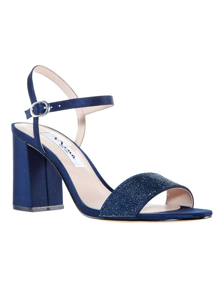 NINA Haven Navy Luster Satin Sandals 2 NINA Haven Navy Luster Satin Sandals - Image 2