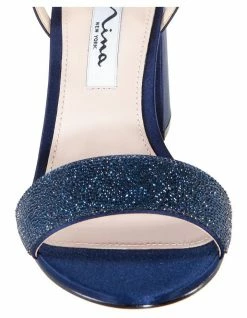 NINA Haven Navy Luster Satin Sandals 7 NINA Haven Navy Luster Satin Sandals -Deals Shoes Store 827670520 3 720x928