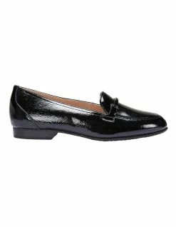 Easy Steps Glebe Black Crinkle Patent Flat Shoes