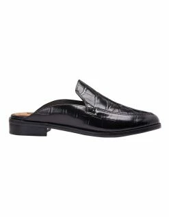 Jane Debster West Black Croc Print Flat Shoes