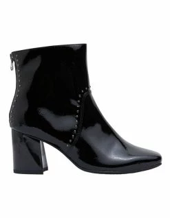 Jane Debster Grenada Black Crinkle Patent Boots