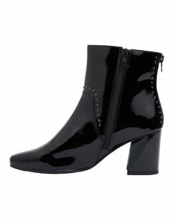 Jane Debster Grenada Black Crinkle Patent Boots -Deals Shoes Store 830045170 3 720x928