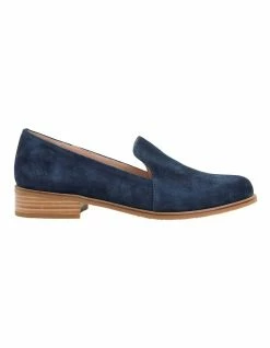 Jane Debster Everest Navy Suede Flat Shoes