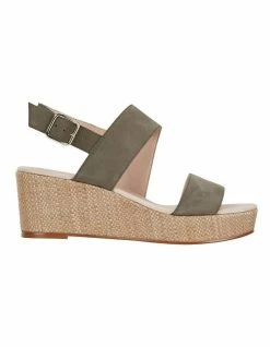 Jane Debster Caitlin Khaki Nubuck Sandals