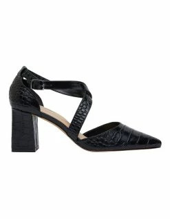 Sandler Kara Black Croc Heeled Shoes