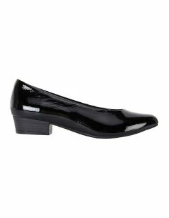 Sandler Emily Black Crinkle Patent Heeled Shoes