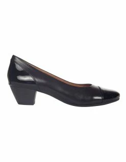 Wide Steps Acton Black Patent/Kid Heeled Shoes