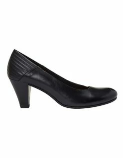 Wide Steps Edina Black Glove Heeled Shoes